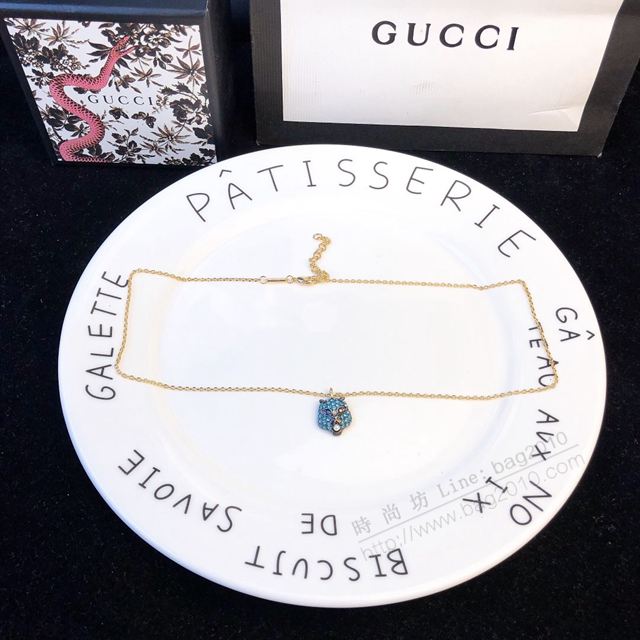 GUCCi飾品 古馳老虎頭時尚珍珠 彩鑽施華洛世奇水晶 項鏈 Gucci女項鏈  zgbq1148